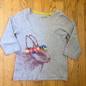 Adorable Mini Boden Bunny shirt with embellishments